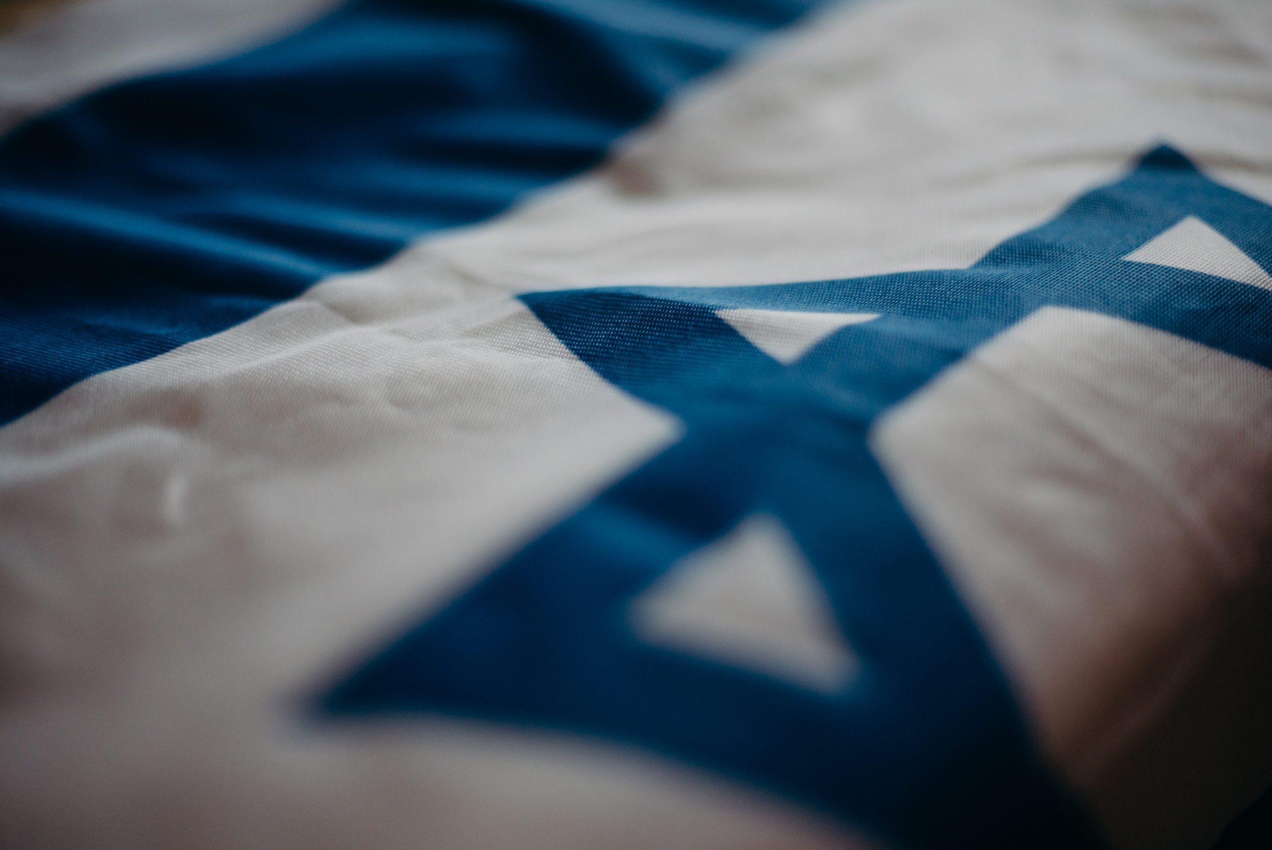 Close up of the flag of israel